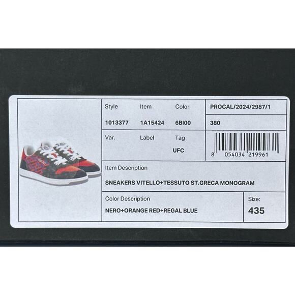 Versace Greca Men’s Leather Black/Orange Red Sneakers 10.5 US (43.5) 1013377 IT - Picture 15 of 15